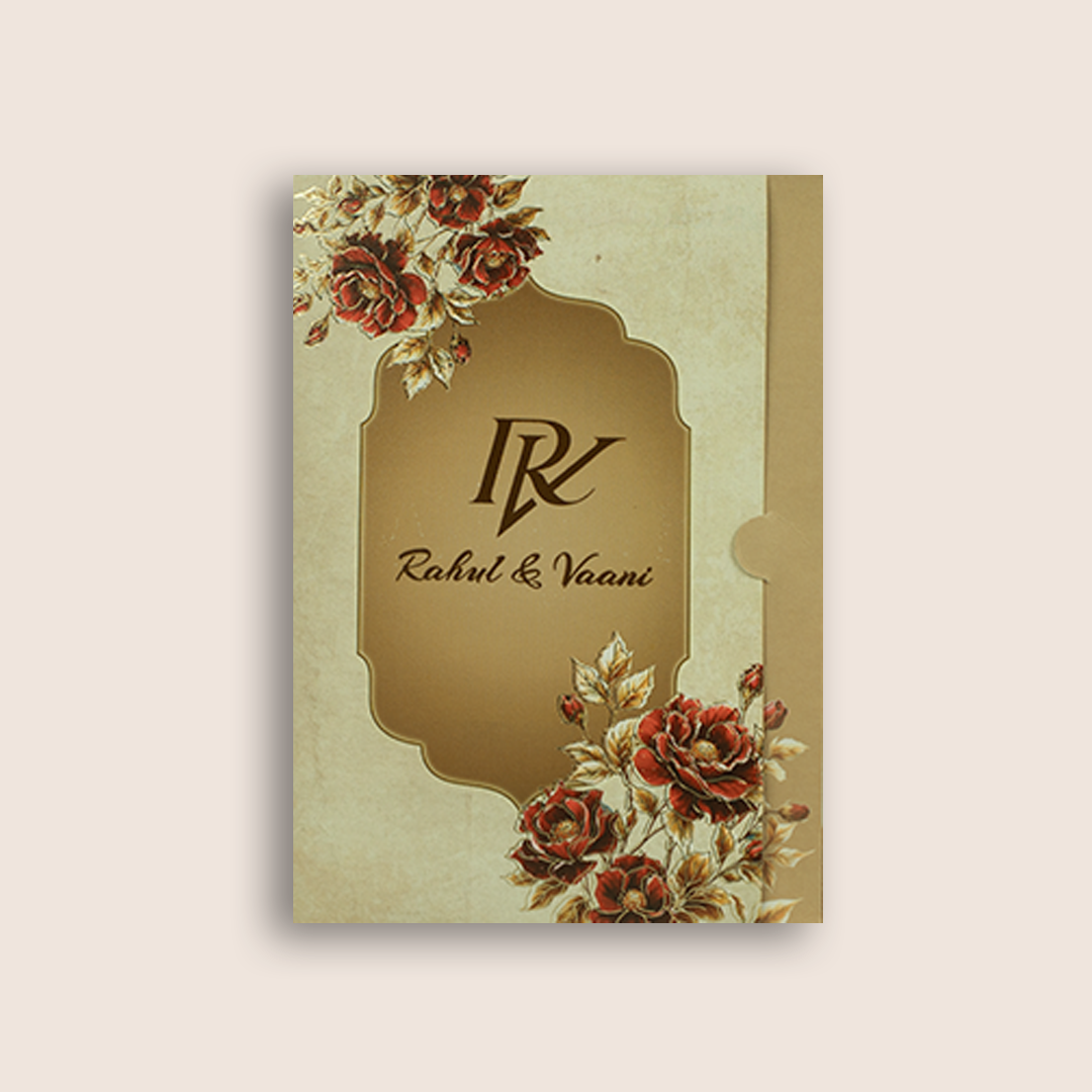 Beige Elegant Floral Wedding Invitation Card - KPR07370