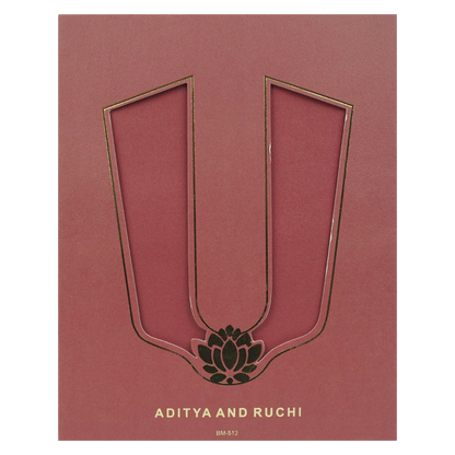 Maroon Gold Vaishnav Tilak Padded Wedding Card-KBM05120