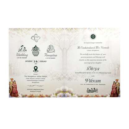 Grey Royal Bride Groom Box Wedding Card-King of Cards