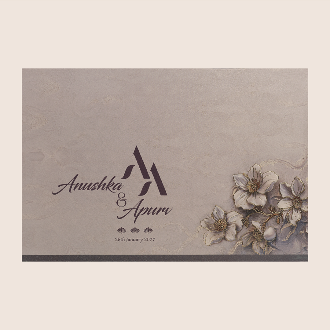 Pastel Purple Laser Cut Padded Wedding Card - KPR024850