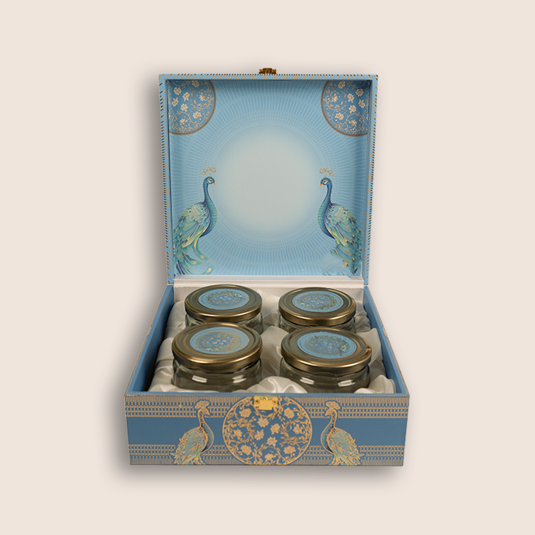 Blue Floral Peacock Luxury Sweet Jar Box - KBX27014