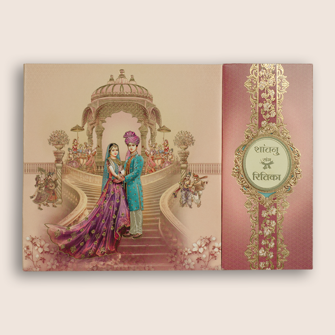 Pink Bride Groom Door Style Wedding Card - KAA06180