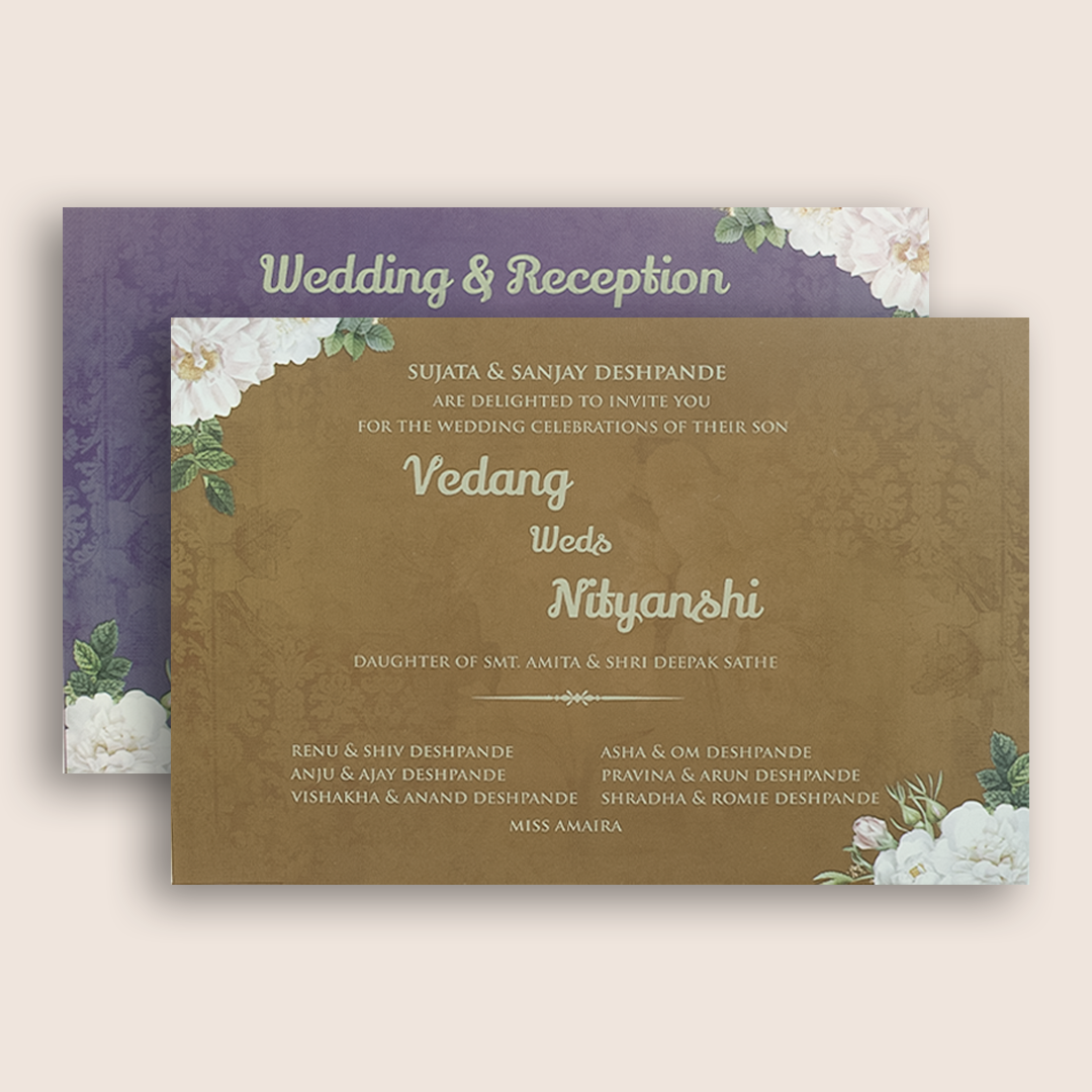 Green Floral Door Style Padded Wedding Card - KVN06550
