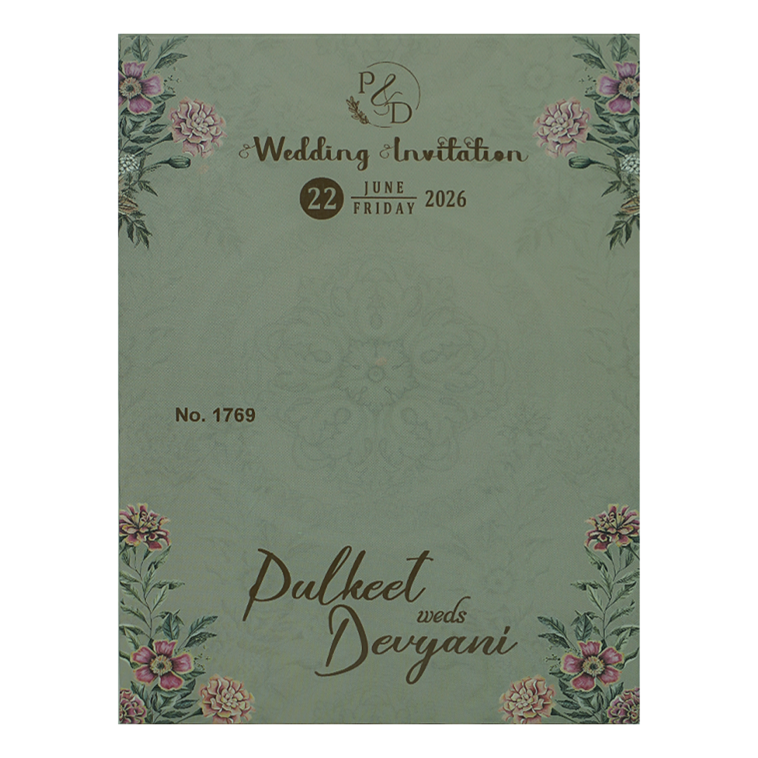 Buy Grey Pink Floral Padded Wedding Card