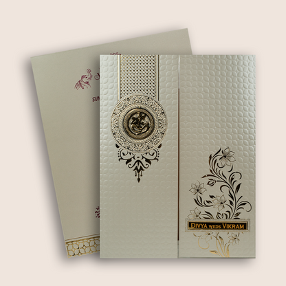 Gold Embossed Door Style Invitation Card-KNK4201B