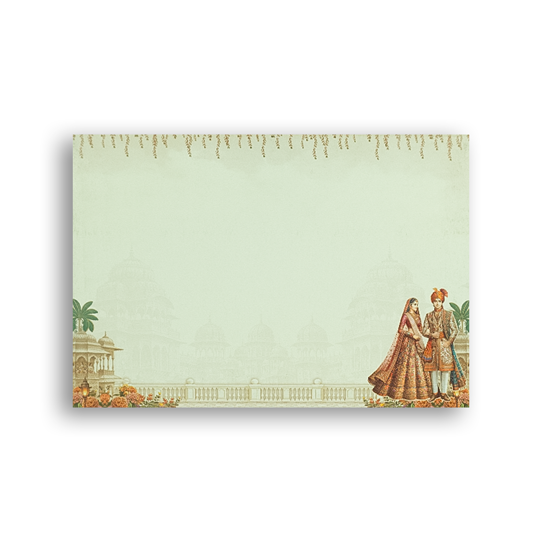 Cream Bride Groom Door Style Wedding Card - KAA05370