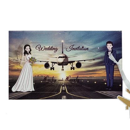 Blue Bride Groom Slide Invitation Card-KNKRL001