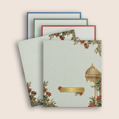 White Floral Padded Wedding Invitation Card - KPR025110