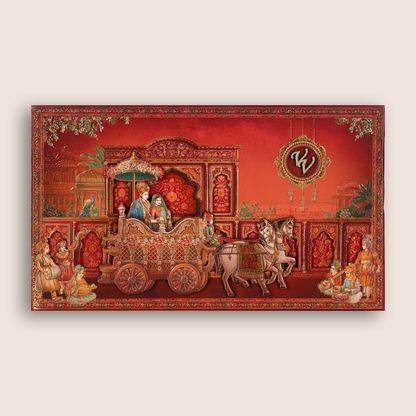 Red Royal Baraat Luxury Wedding Invitation Box - KSI32780