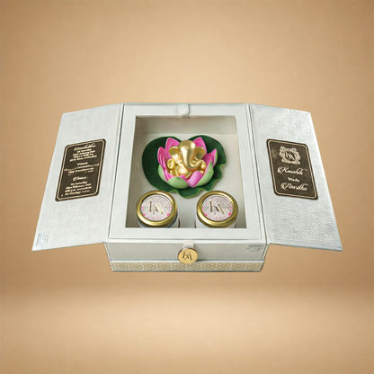 White Premium Floral Ganesha Luxury Invitation Box - KNLW20254