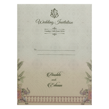 Cream Royal Bride Groom Wedding Card-KJTS3690