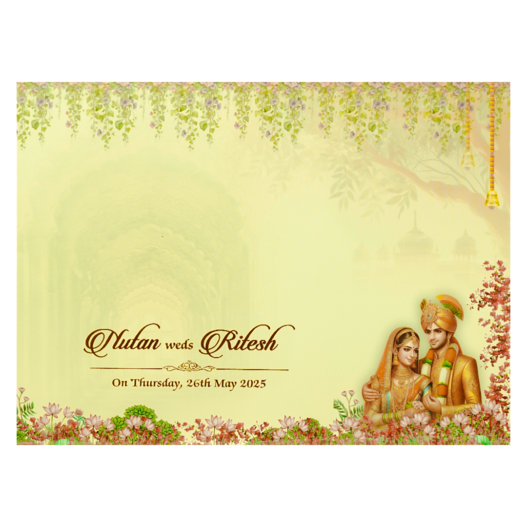 Royal Indian Palace Padded Wedding Card-KRE28000