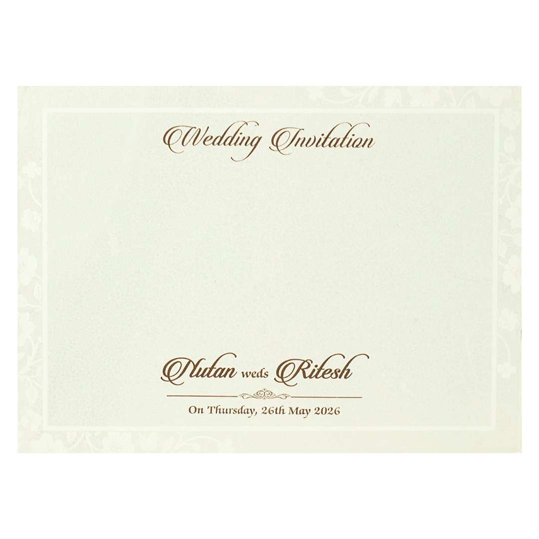 White Floral Medallion Door Padded Wedding Card-KRE28340