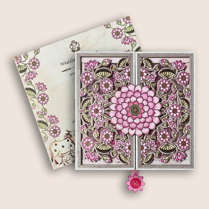 White Lotus Floral Premium Luxury Invitation - KNLW202568