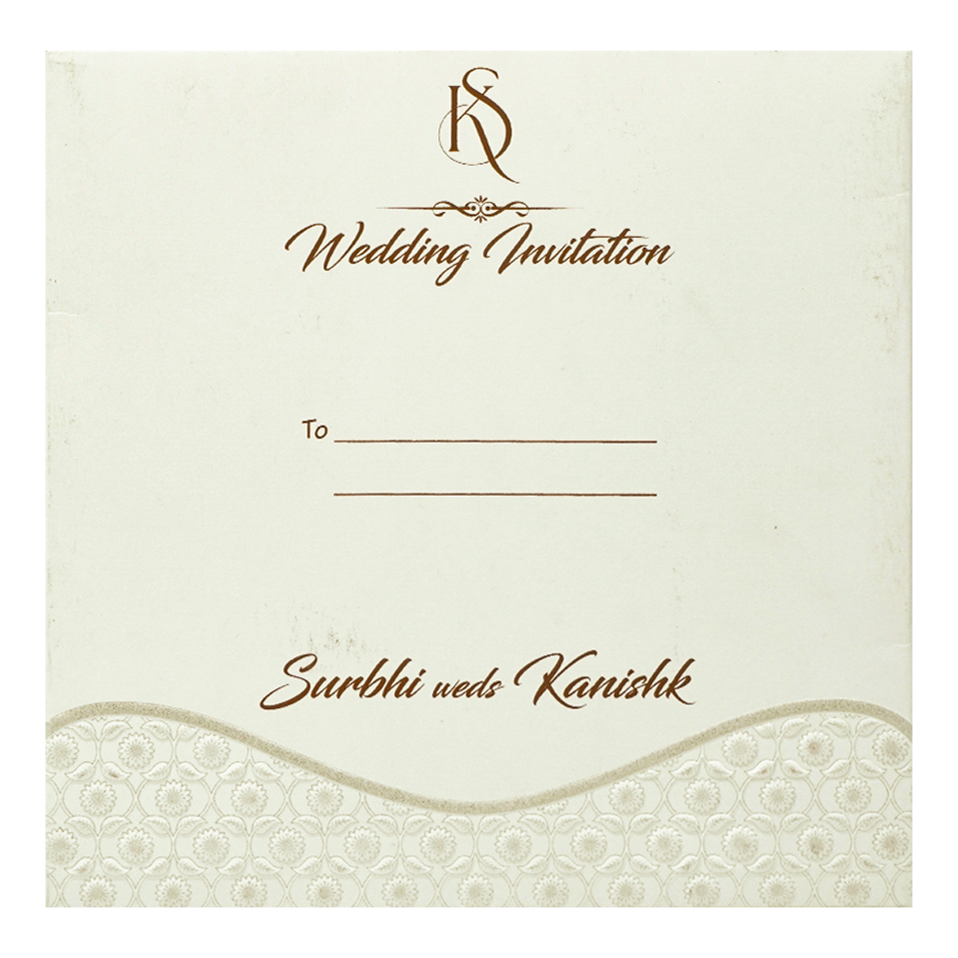 White Scallop Floral Wedding Card-KSI65140