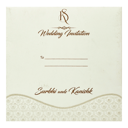 White Scallop Floral Wedding Card-KSI65140