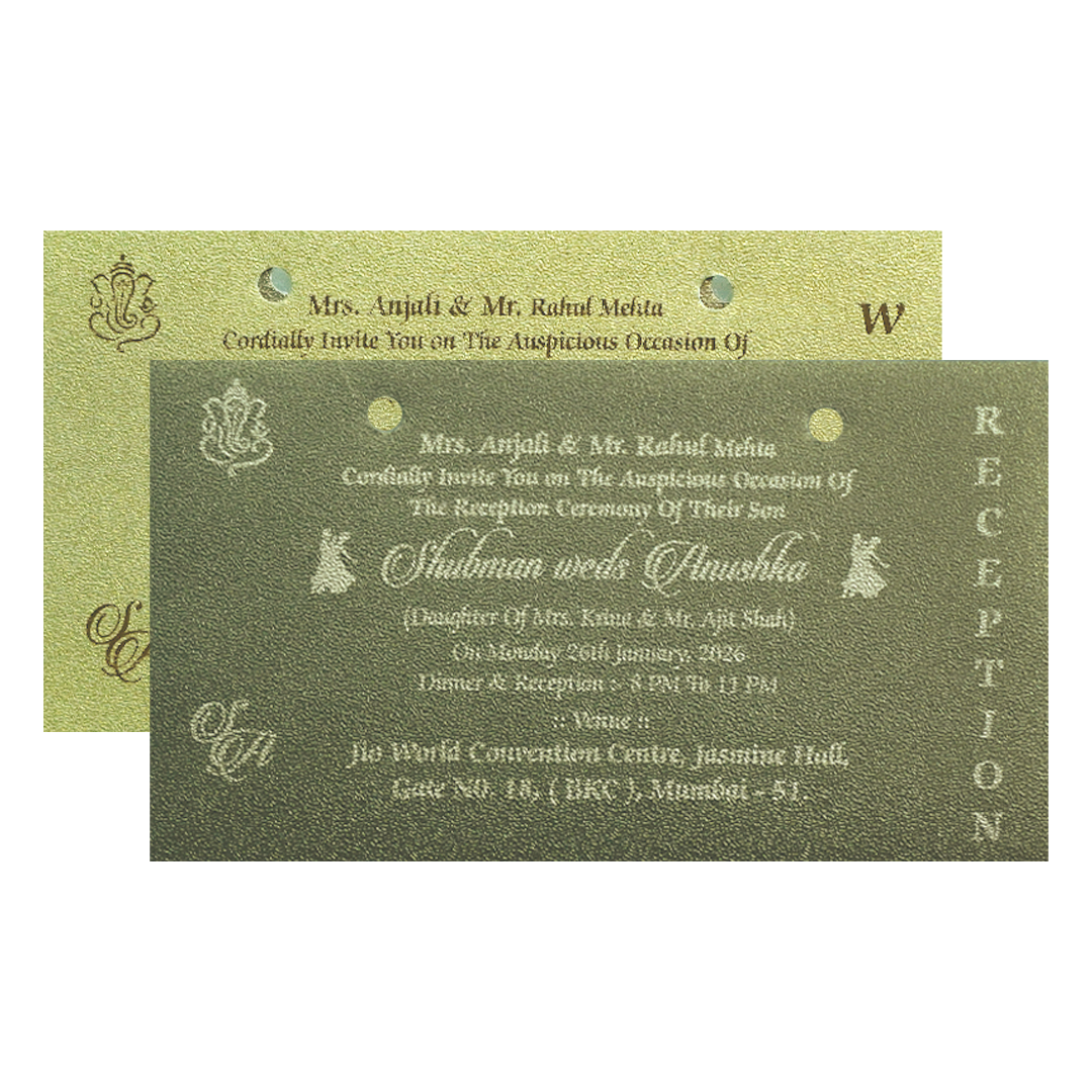 Gold Laser Cut MDF Wedding Invitation Card-KRB07010