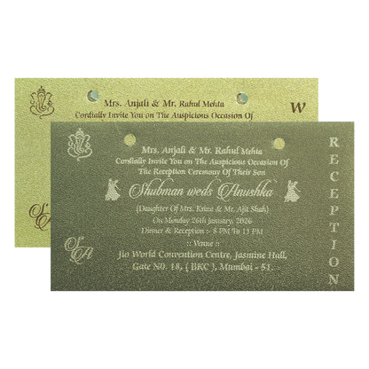 Gold Laser Cut MDF Wedding Invitation Card-KRB07010