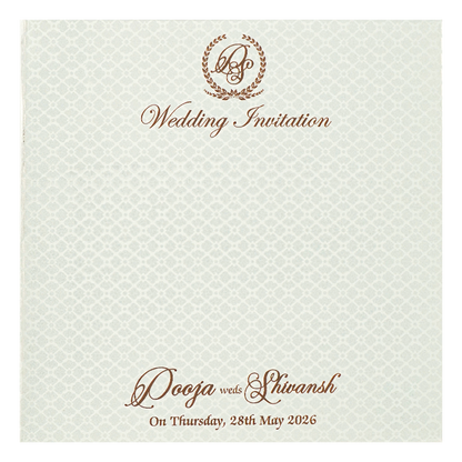 White Ganesha Floral Wedding Card-KRE27700