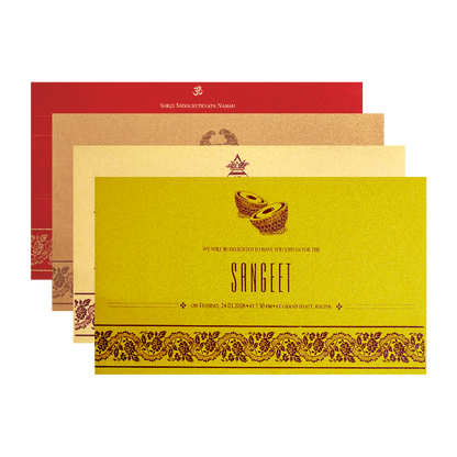 Red Gold Floral Border Wedding Invitation Card-KPR06410