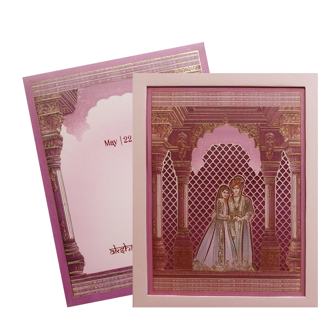 Lavender Royal Bride Groom Arch Wedding Invitation Card-KPR24760