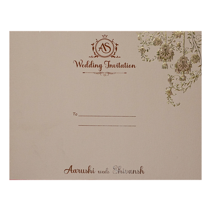 Cream Gold Floral Padded Wedding Card-KSI64100