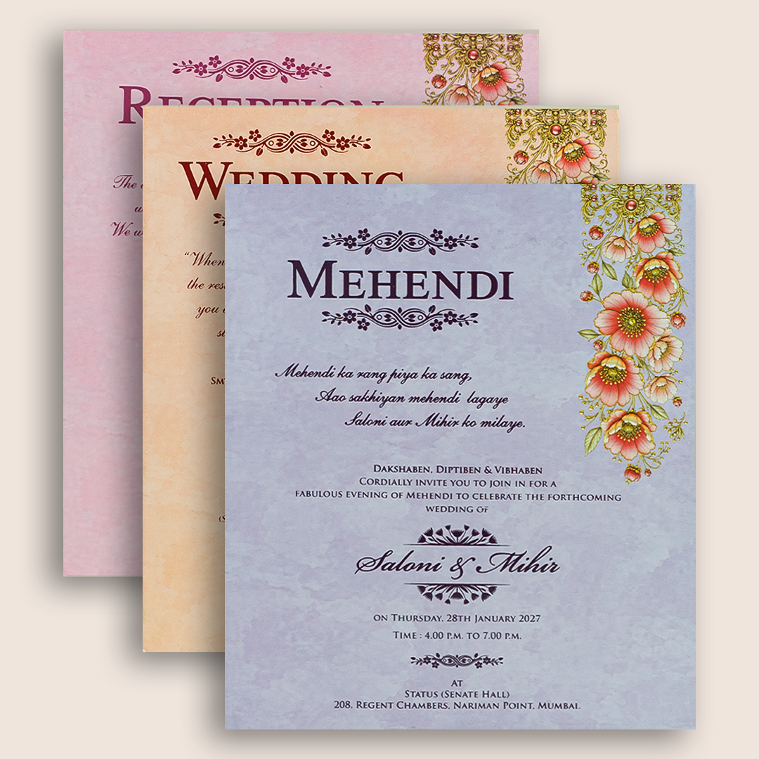 Pink Royal Bride Groom Padded Door Style Wedding Card - KPR026120