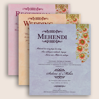 Pink Royal Bride Groom Padded Door Style Wedding Card - KPR026120