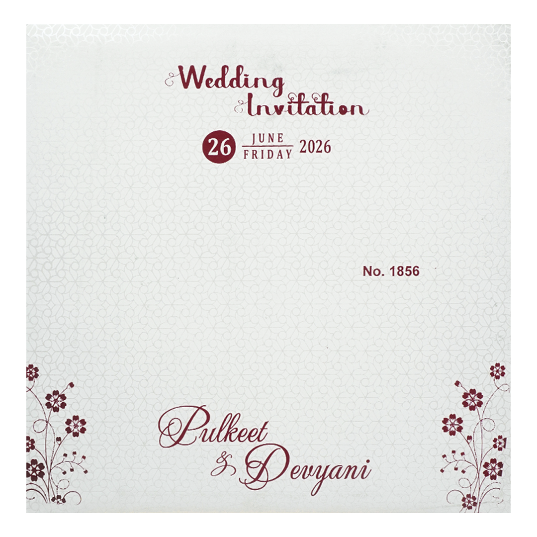 White Arch Lantern Padded Wedding Card-KJTS1856