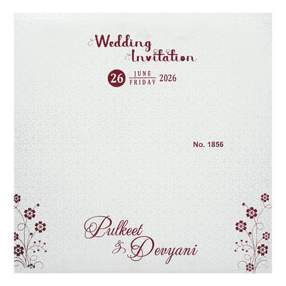 White Arch Lantern Padded Wedding Card-KJTS1856