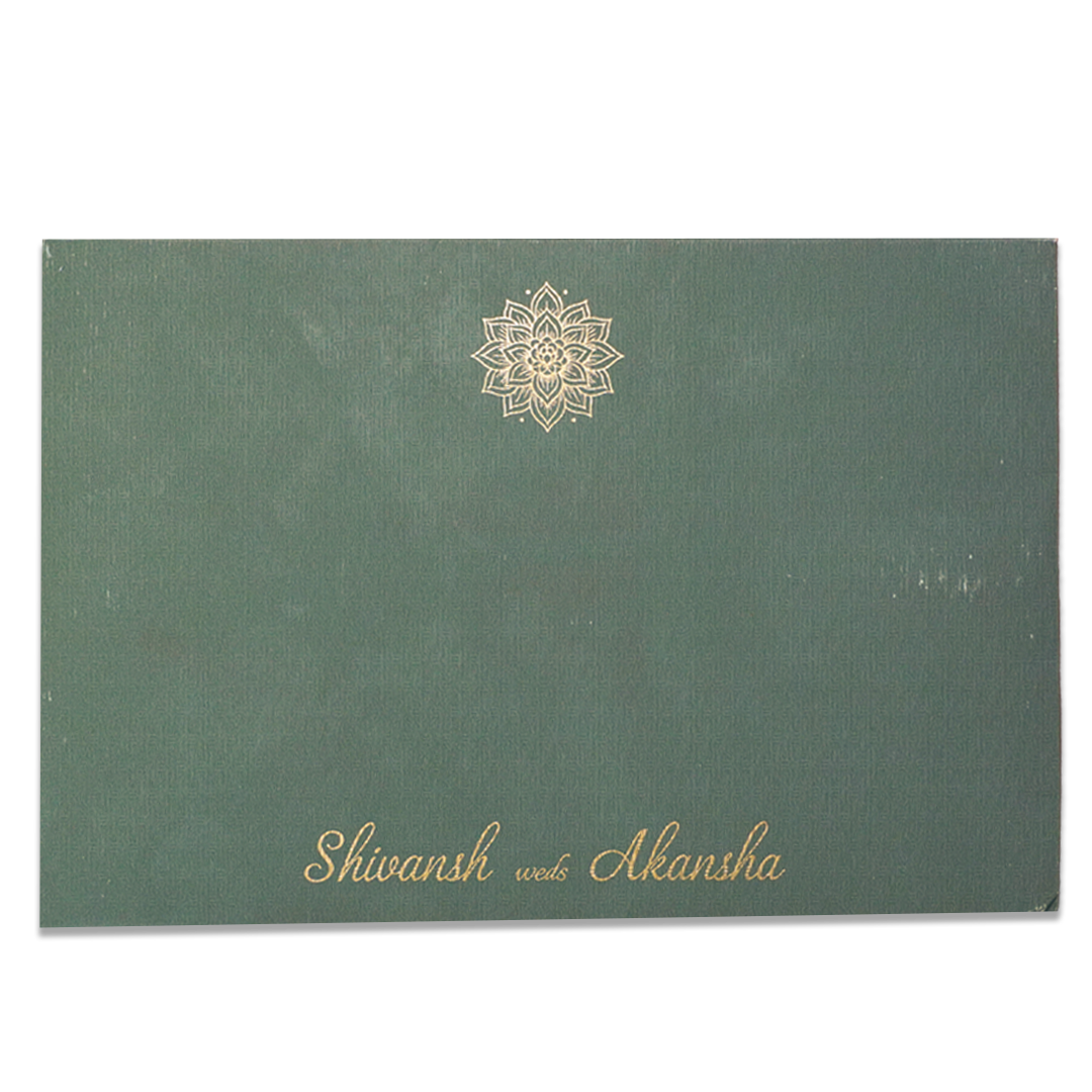 Green Gold Tassel Wedding Card - KRC31410