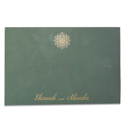 Green Gold Tassel Wedding Card - KRC31410