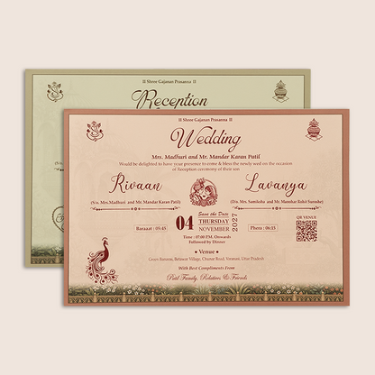 Pastel Pink Floral Jharokha Padded Wedding Invitation - KSH18230