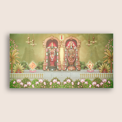 Green Embossed Lord Balaji Padmavati Marriage Card - KVN08050