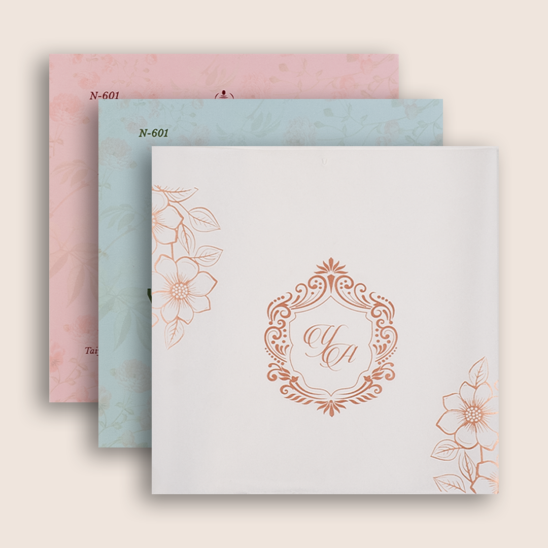 Pastel Green Floral MDF Marriage Invitation - KVN06010