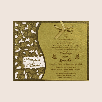 Gold Laser Cut Floral Wedding Invitation - KRB08080