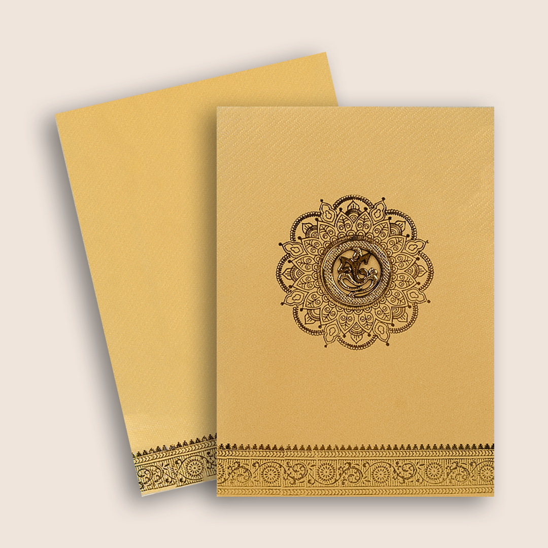 Gold Ganesha  Invitation Card-KNKTG026