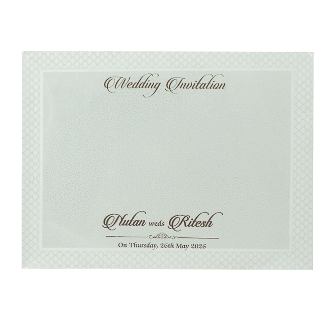 White Floral Embossed Medallion Wedding Card -KRE28610
