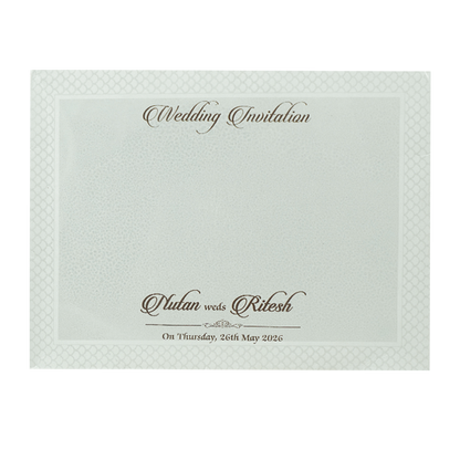White Floral Embossed Medallion Wedding Card -KRE28610