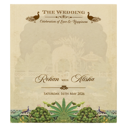 Luxury Cream Garden Laser-Cut Wedding Card - KFR16220