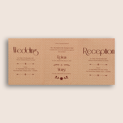 Pastel Pink Jharokha Laser Cut Bag Style Wedding Card - KPR07190