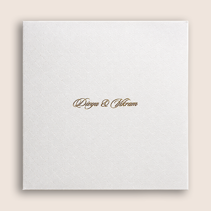 White Embossed Padded Wedding Card - KNK4021W