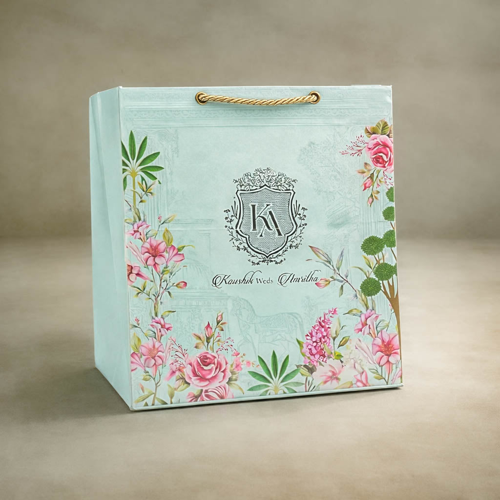 Blue Pink Floral Luxury Invitation Box-KNLW202531