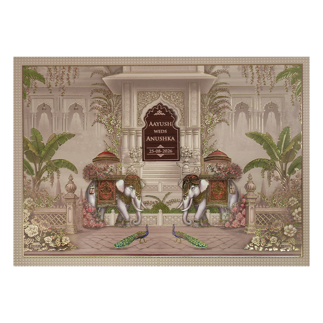 Pastel Palace Padded Wedding Card-KSH72660