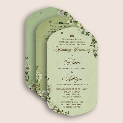 Pista Green Floral Laser Cut Wedding Card  - KFR17240