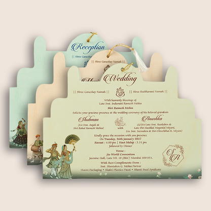 Brown Laser Cut Bride Groom Wedding Invitation - KRB10090