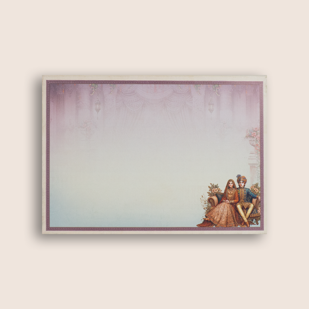 Lavender Royal Palace Bride Groom wedding card -KAA05320