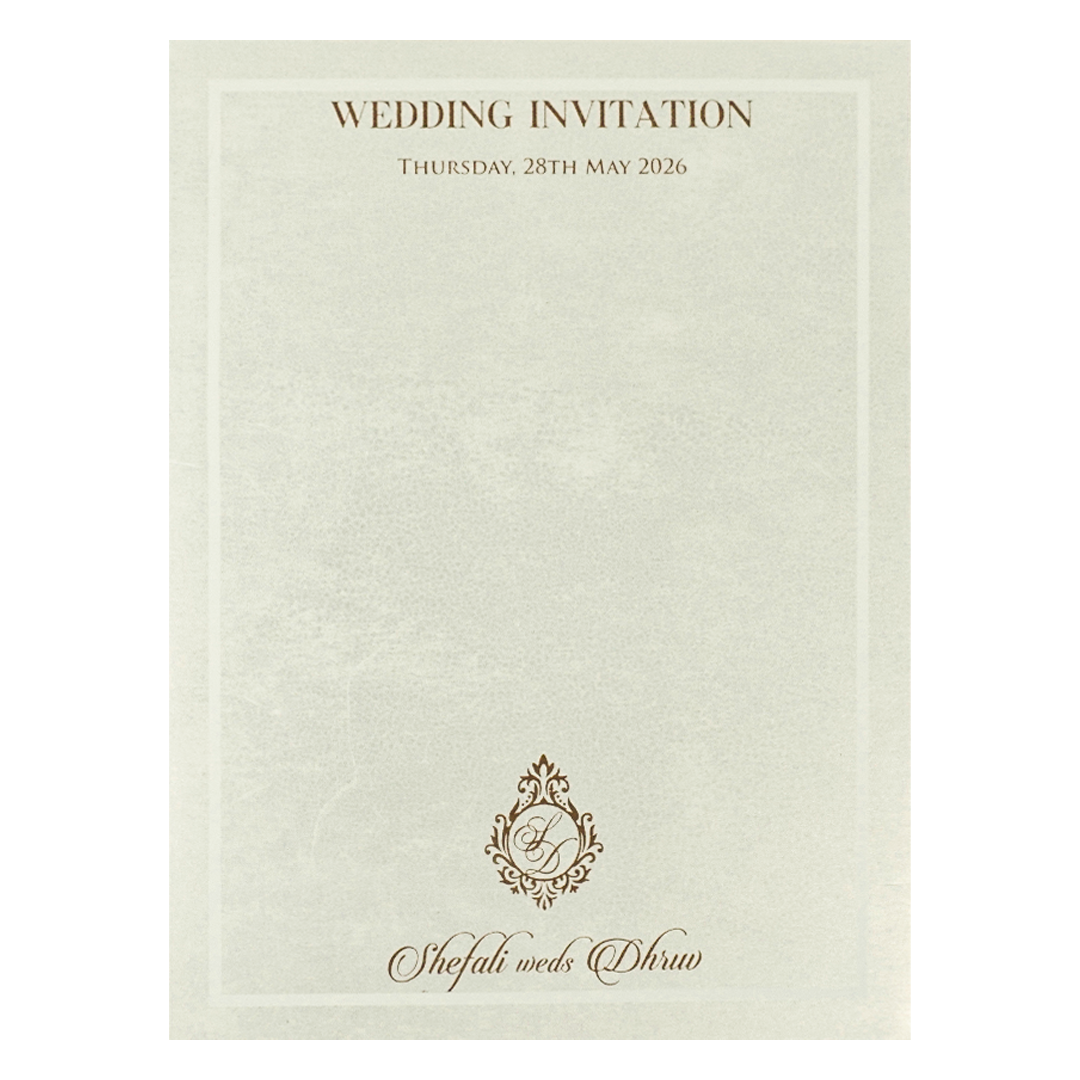 White Ganesha Geometric Padded Wedding Card-KRE28180