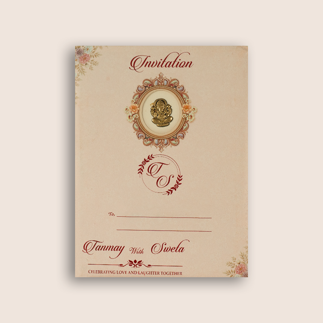 Pink Floral Door Style Wedding Invitation Card - KSH73450