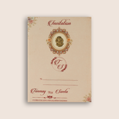 Pink Floral Door Style Wedding Invitation Card - KSH73450